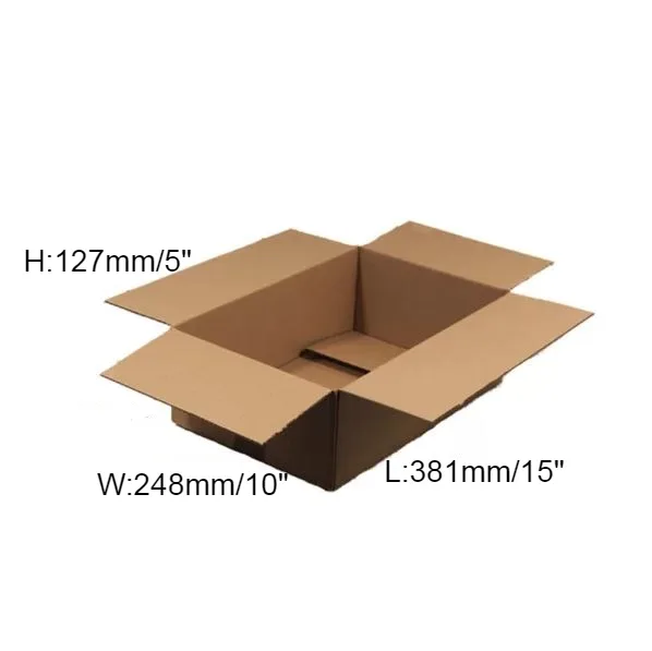 25 x Single Wall Cardboard Box – 381 x 254 x 127 / 76mm (15 x 10 x 5 / 3”)