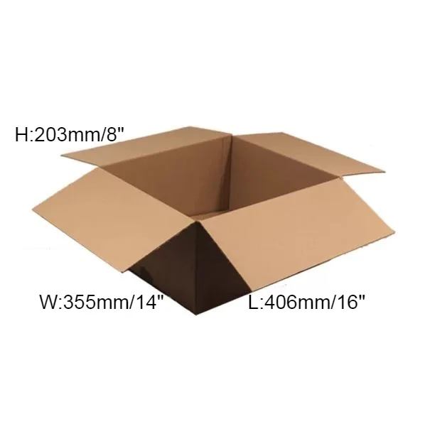 25 x Single Wall Cardboard Box – 406 x 356 x 203mm (16 x 14 x 8”)