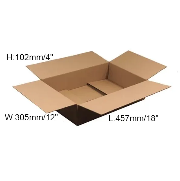 25 x Single Wall Cardboard Box – 457 x 305 x 100mm (18 x 12 x 4”)