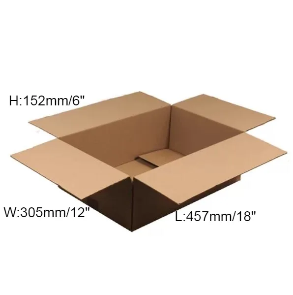 25 x Single Wall Cardboard Box – 457 x 305 x 152mm (18 x 12 x 6”)