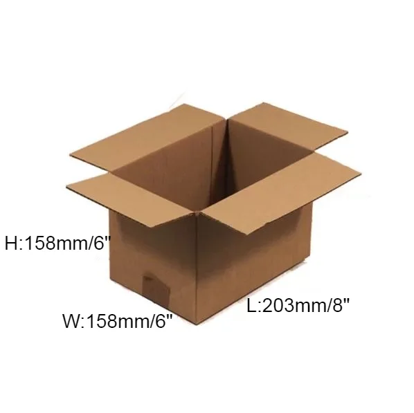 25 x Single Wall Cardboard Box – 203 x 152 x 152 / 81mm (8 x 6 x 6 / 3”)