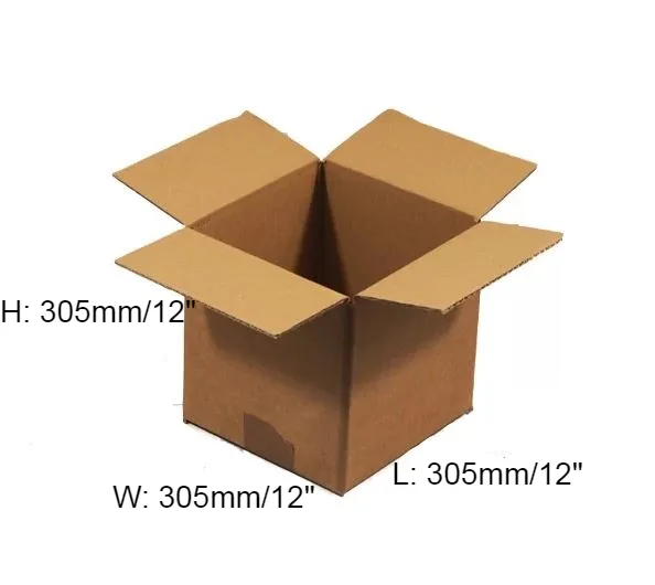 25 x Single Wall Cardboard Box – 305 x 305 x 305 / 229 / 152mm (12 x 12 x 12 / 9 / 6”)