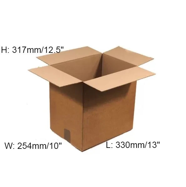 25 x Single Wall Cardboard Box - 330 x 254 x 317 / 248 / 173mm (13 x 10 x 12.5 / 10 / 7”)