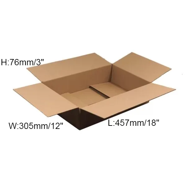 25 x Single Wall Cardboard Box – 457 x 305 x 76mm (18 x 12 x 3”)