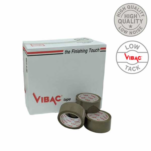 6 x Vibac 832 Heavy Duty Tape, Acrylic Low Noise Brown 52mu, 48mm X 66m