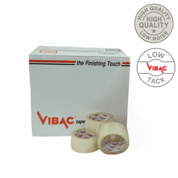 6 x Vibac 832 Heavy Duty Tape, Acrylic Low Noise Clear 52mu, 48mm X 66m